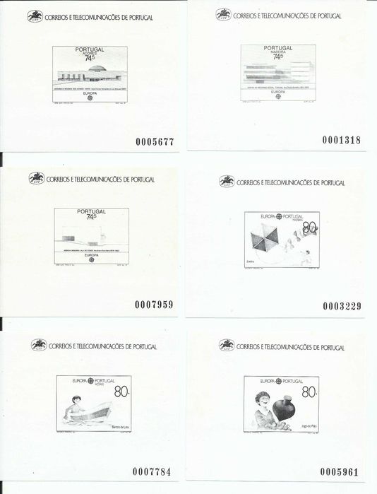 Selos portugueses – 10 Provas - Blocos de 1987, 1989 e 1990, Continente, Açores e Madeira