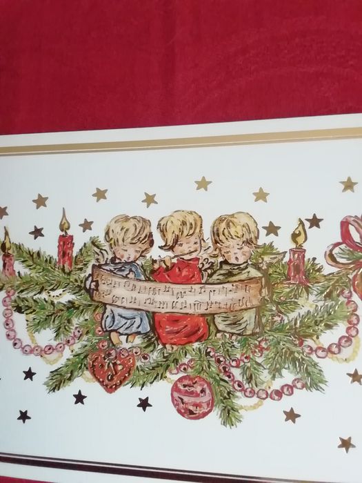 Postal de natal, pintado com a boca