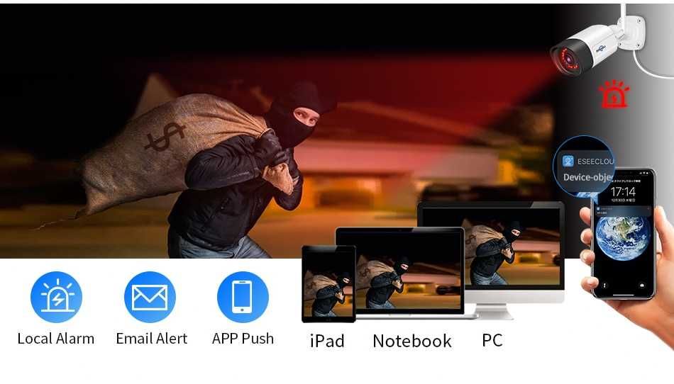 Kit Video Vigilância WIFI 4 câmaras - 3MP 1080P - Visão Noturna - NOVO