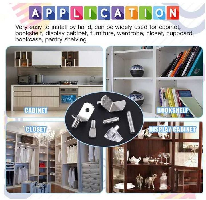 Zestaw 160 podpórek do półek, 6 stylów