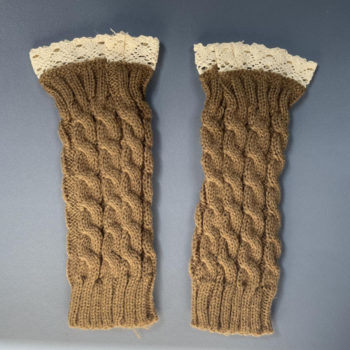 Ocieplacze na Przedramiona Damskie, Brązowe, Wełniane 23 x 7 cm