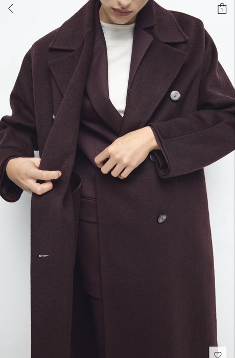 Пальто легке демісезонне  бордове Mango, M-L