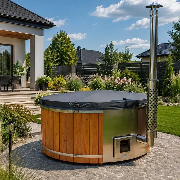 Jacuzzi ogrodowe – balia z hydromasażem | Piec | Transport gratis