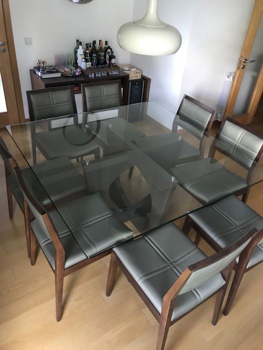 Glass Dining Table with 8 Chairs64729621695489123