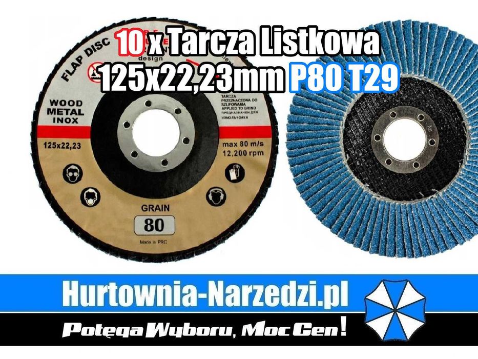 10 x Tarcza Listkowa 125 x 22,23 mm P80 T29 BLAUFLEX