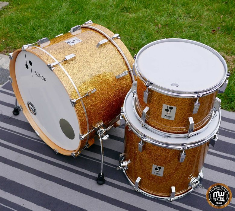 ‼️ Perkusja Sonor Phonic 22", 13", 16" Gold Sparkle Vintage ‼️