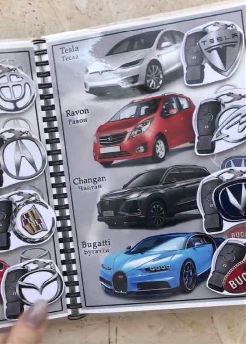 Марки автомобілів+абетка, книга на липучках