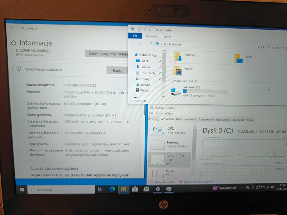 Laptop HP ProBook 640 G4 i5-8250U 8GB RAM 512GB SSD 14" Windows 10