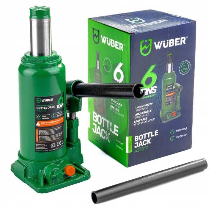 Podnośnik samochodowy hydrauliczny warsztatowy 6T butelkowy Wuber 380 mm NOWY SOLIDNY!