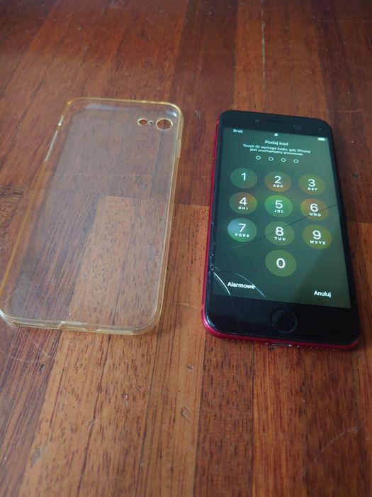 iPhone SE 2020 czerwony, działający, uszkodzony ekran, Wrocław
