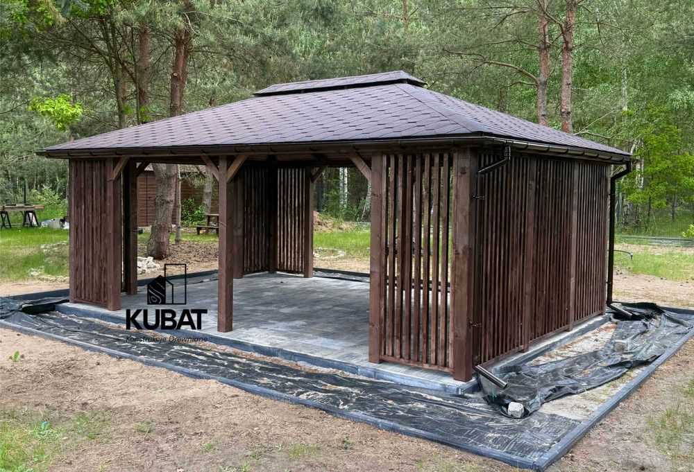 Altana ogrodowa 4x6 | drewniana altanka z lamelami | nowoczesna altana
