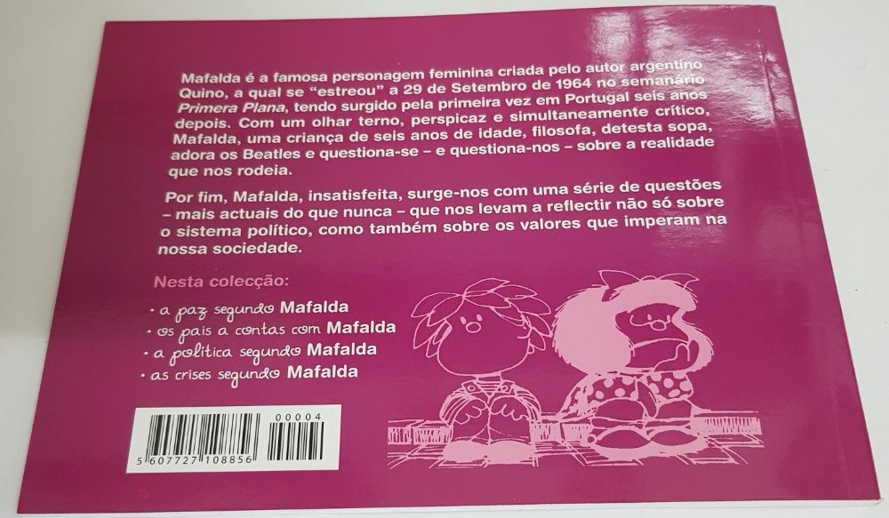Conjunto - Quatro Livros de Banda Desenhada da Mafalda, do Quino.