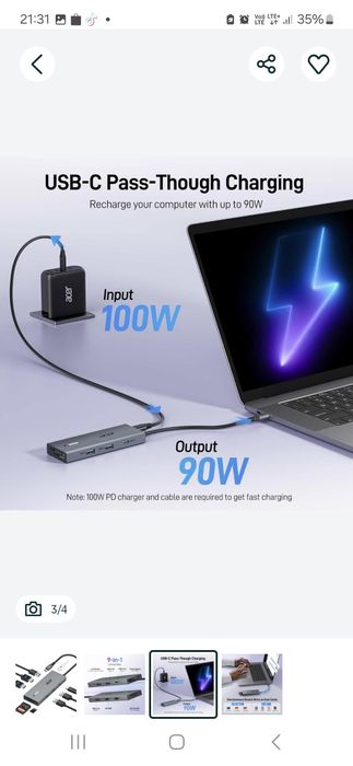 Stacja dokująca Acer 9w1 USB-C do dwóch monitorów z 2 wejściami HDMI