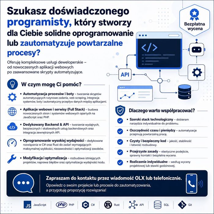 Usługi Programistyczne: Strony, Aplikacje Webowe, Automatyzacje, Backend