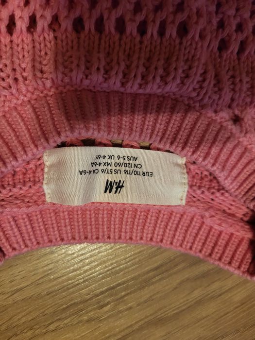 H&M różowy sweterek  j.nowy 110/116