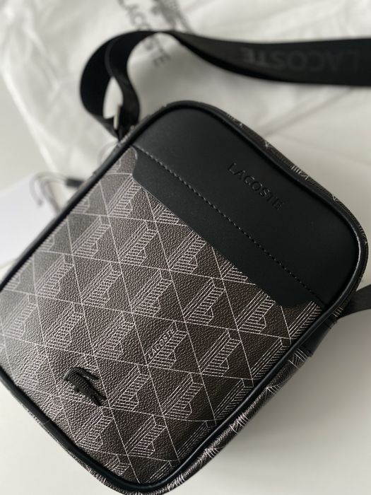 Сумка Lacoste Monogram / сумка чоловіча чорна / сумка Лакосте