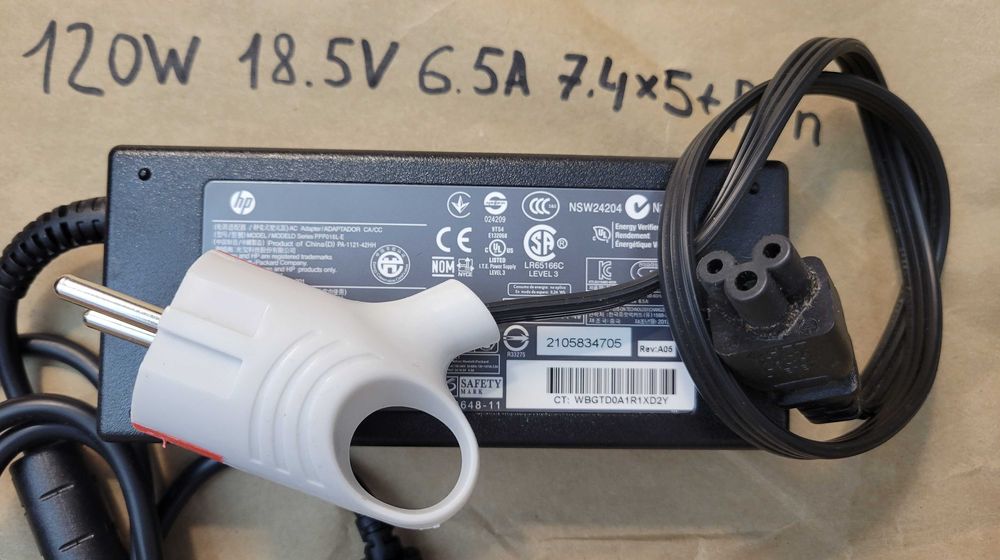 Блок живлення та кабель HP 120W 18.5V 6.5A 7.4x5.0 pin неттоп ноутбук