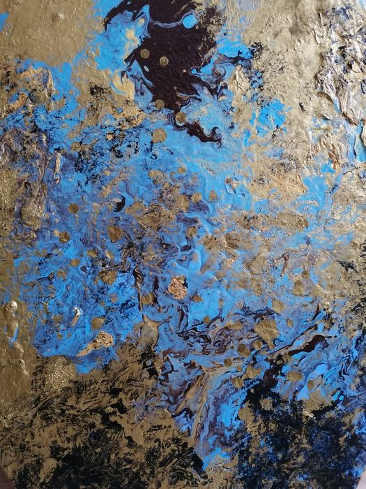 Obraz pouring błękit złoto