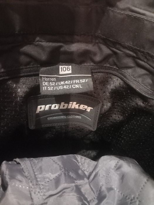 Spodnie motocyklowe Probiker textylne rozmiar DE 52 przedłużane 106