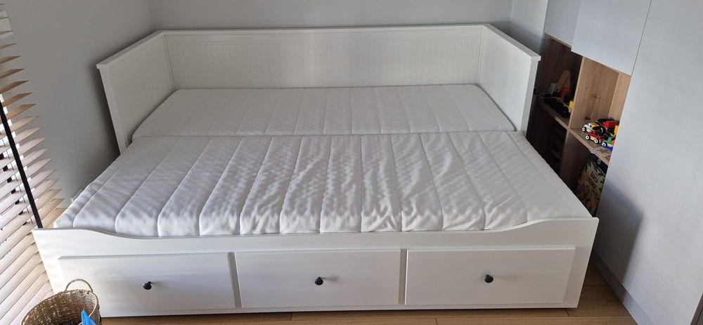 Łóżko HEMNES IKEA 80x200 z materacem + 3 szuflady – białe