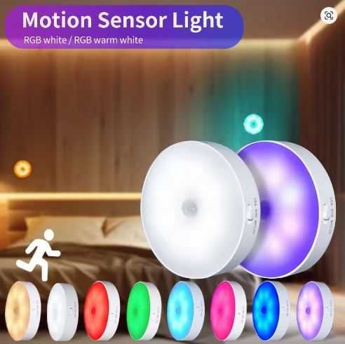 5x Lampka nocna Akumulatorowa rgb z czujnikiem pilot