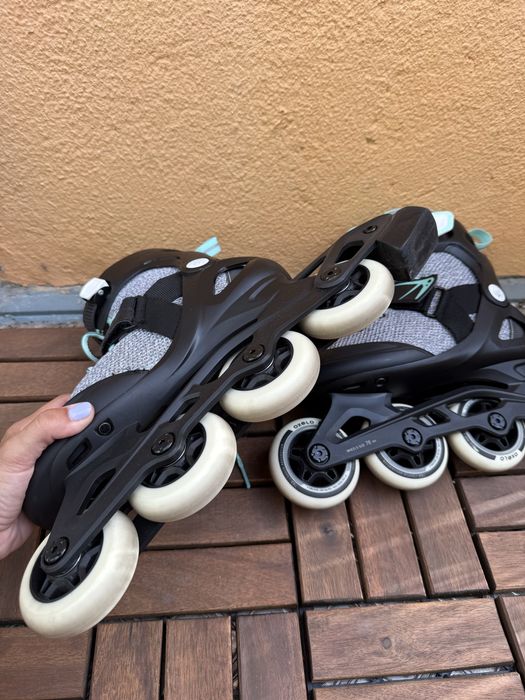 Patins em linha adulto com kit proteções