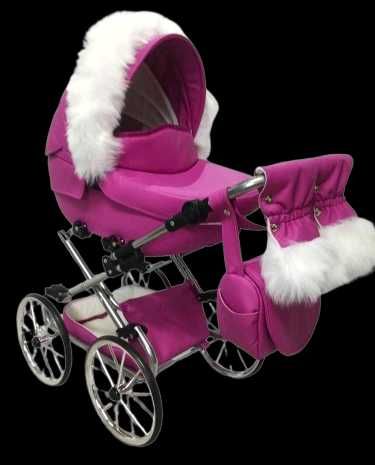 Duży Wózek Dla Lalek Głęboki Retro Darsi Eko Skóra Jackmar