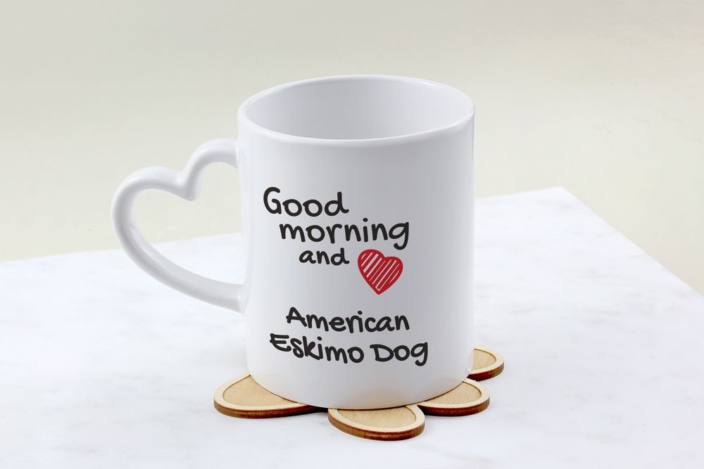 American Eskimo Dog kubek z psem good morning serce Art-Dog