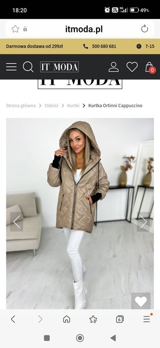 Lekka kurtka przejściowa kolor cappuccino