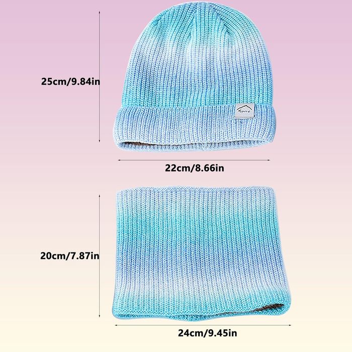 Czapka zimowa dzianinowa z kominem gradient