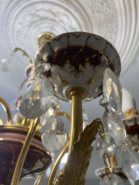 Candeeiro tecto porcelana cristal