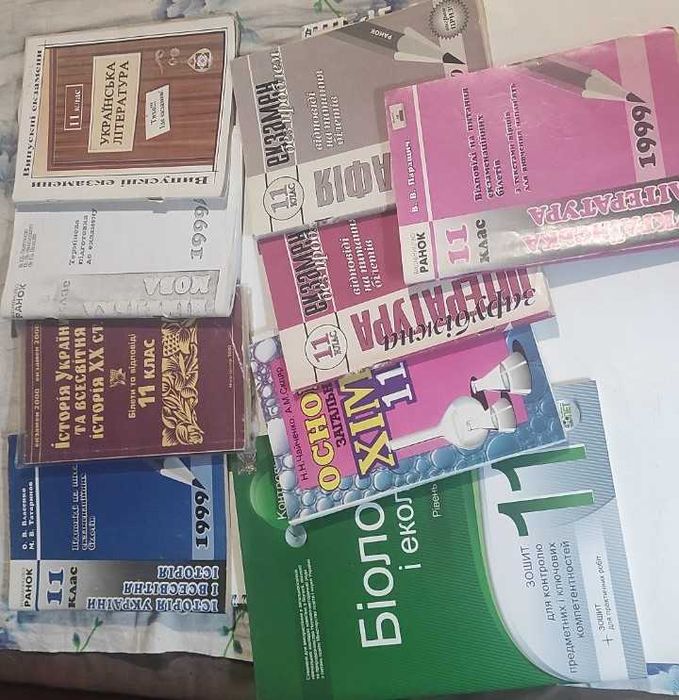 Атласи, контурні карти, робочі зошити, підручники 11 клас