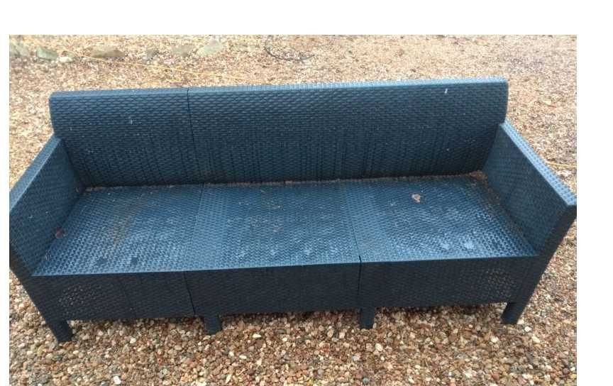 sofa z technorattanu, huśtawka ogrodowa , zestaw do ogrodu