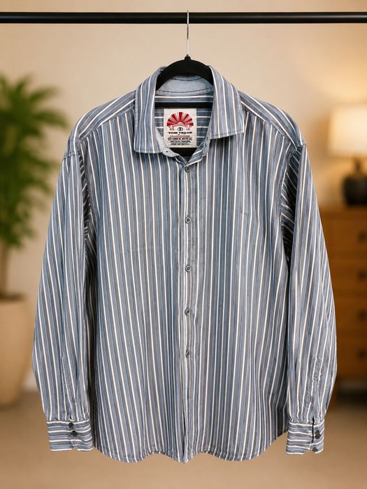Tom Tailor Casual Vintage L Koszula Męska w Paski Błękitna Elegancka
