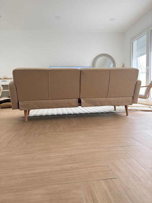 Sofa cama bege tecido (2,15m x 0,80m) *NOVISSIMO*