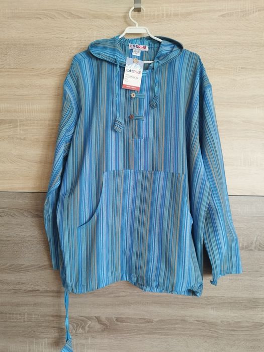 Lekka bawełniana bluza boho w paseczki plus size