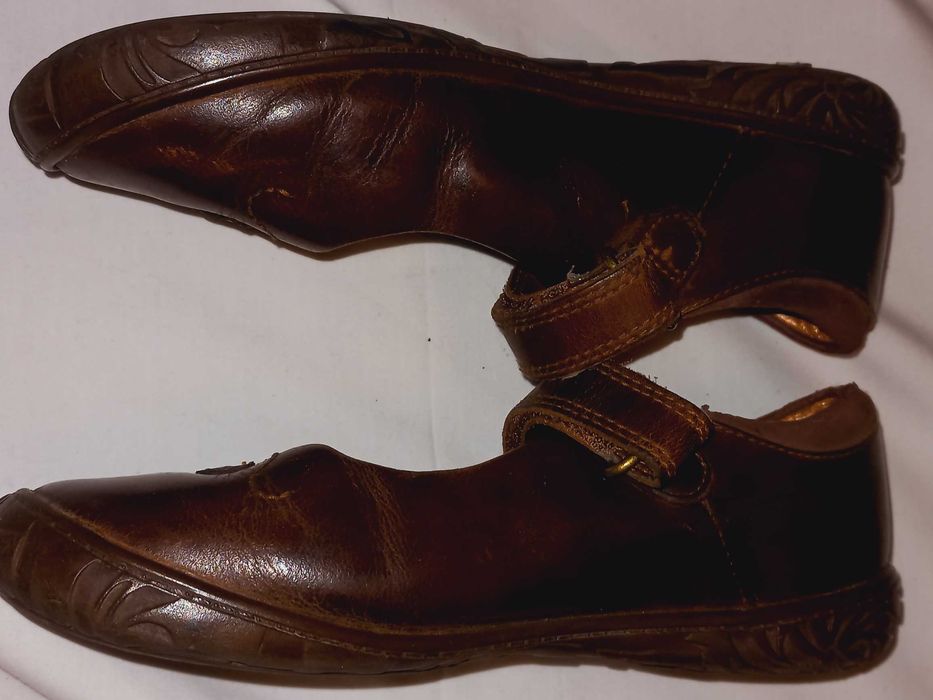 Clarks brązowe balerinki ze skóry naturalnej rozm 28,5