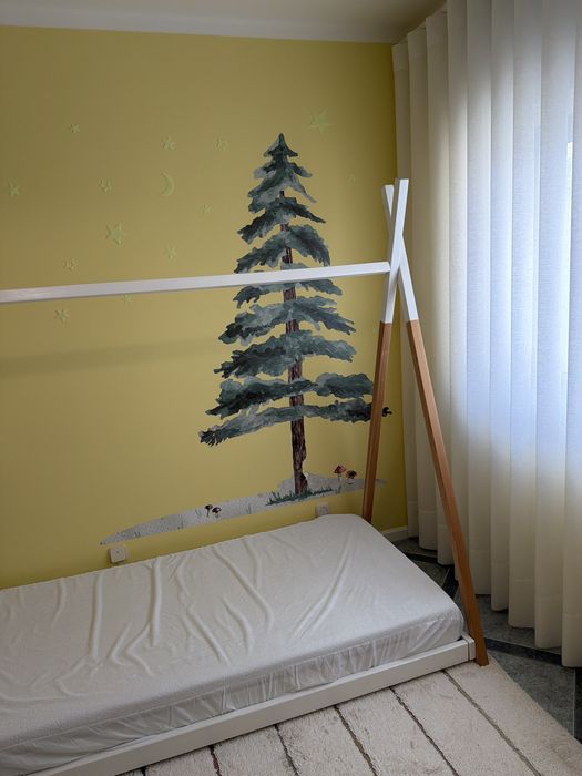 Cama tipi Mon Lit Cabane 90x190 cm com colchão