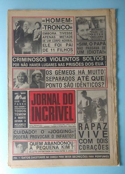 JORNAL do INCRÍVEL - 3 exemplares anos 80