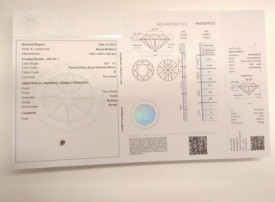 Diamante - Redondo brilhante - 0,57ct