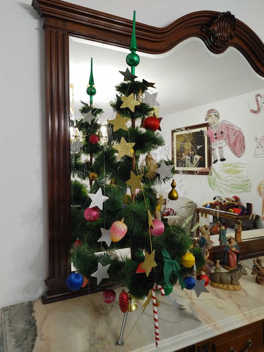 Pinheiro de natal 90cm com bolas e enfeites de natal