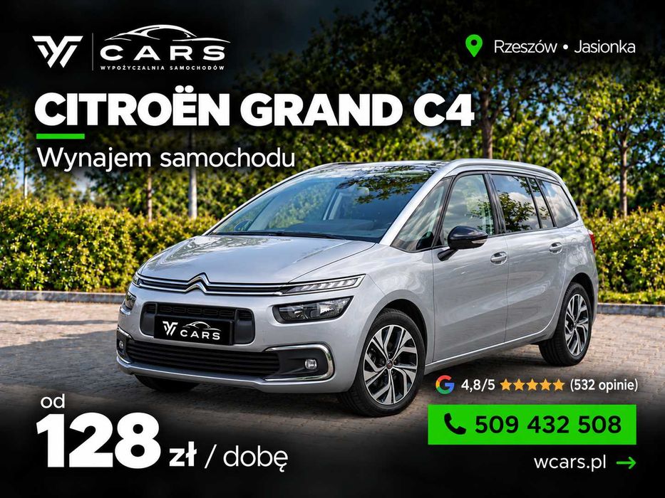 Citroen C4 SpaceTourer – wynajem auta 7-osobowego | Rzeszów