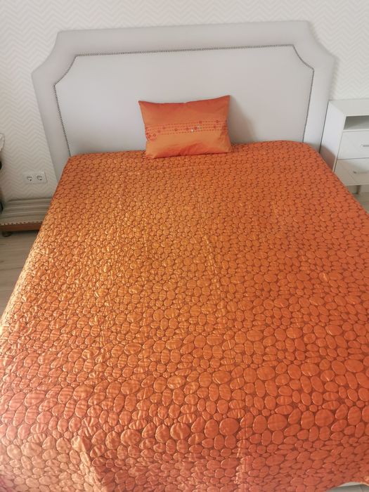 Colchas / Almofada (2,40mt X 1,40mt) Cor de Laranja / Azul