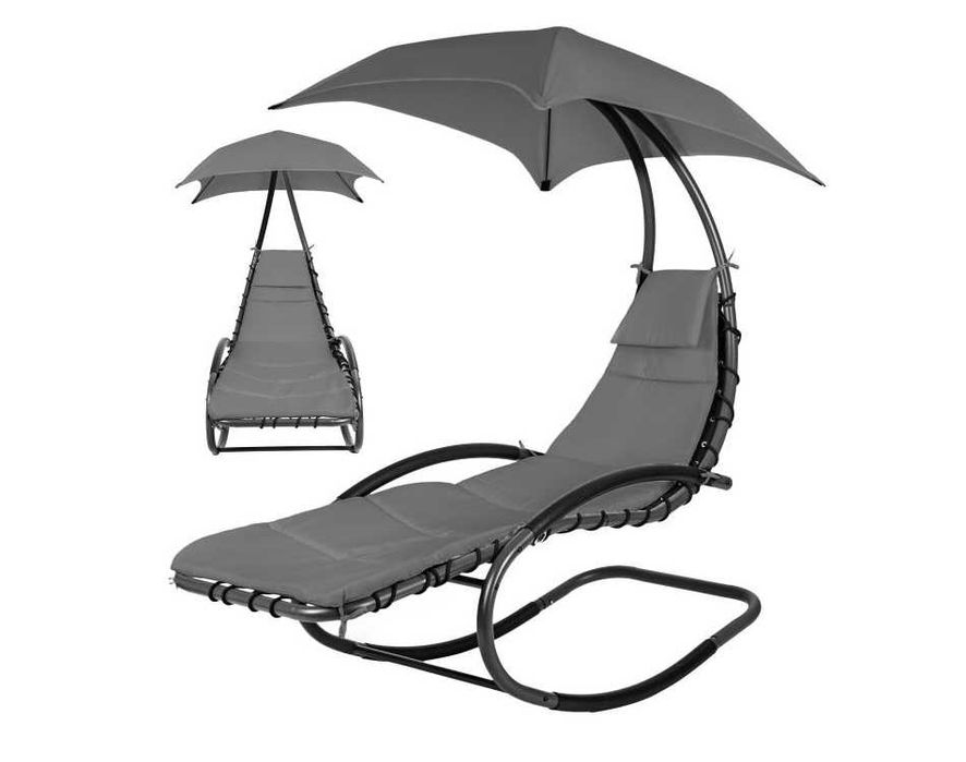 LEŻAK OGRODOWY bujany leżanka / fotel - SZARY