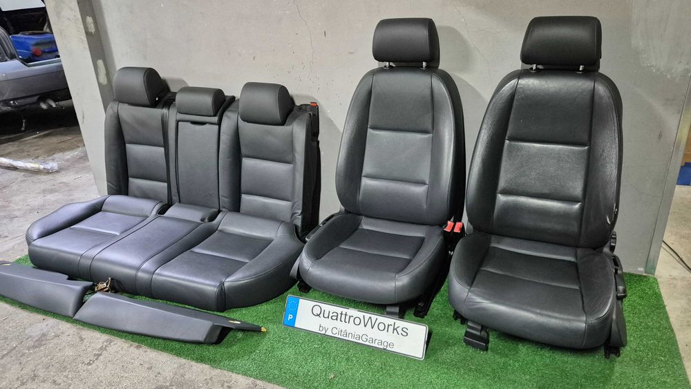 Bancos Audi A4 B6 B7 Avant pele preta originais OEM completos com airbags  - EXCELENTE ESTADO*