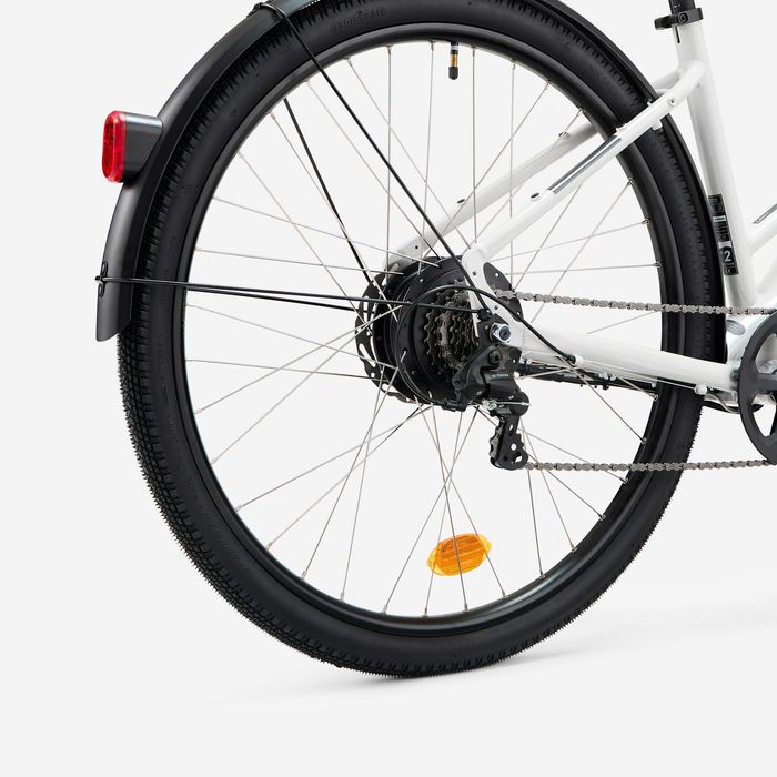 Bicicleta de Trekking Elétrica Quadro Baixo E-ACTV 100 Cinzento-pérola