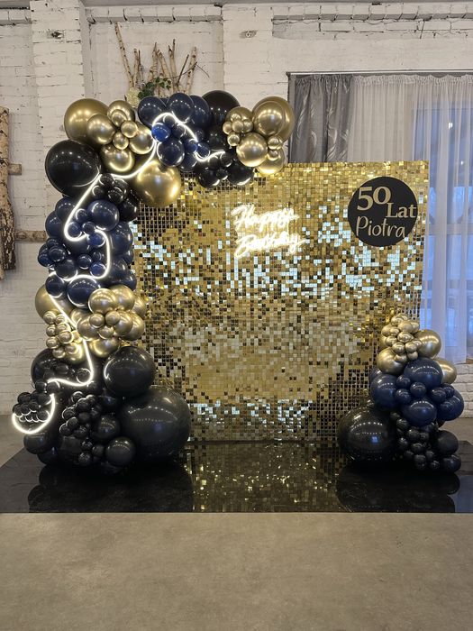 Dekoracja cekinowa ścianka balonowa