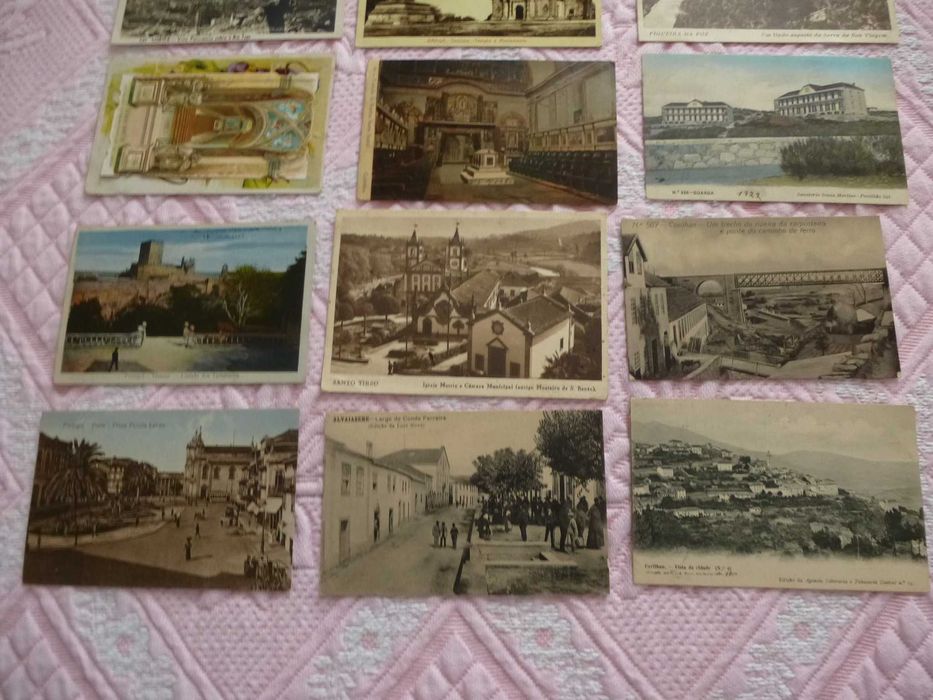 Lote 27 Postais, anos 1910 a 1950, selados