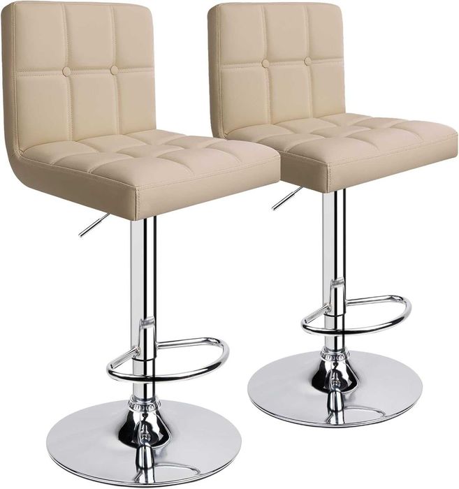 2 sztuki hokery barowe Leader Accessories Stołek barowy krzesło z oparciem, z regulacją wysokości 62-83 cm, krzesło obrotowe
