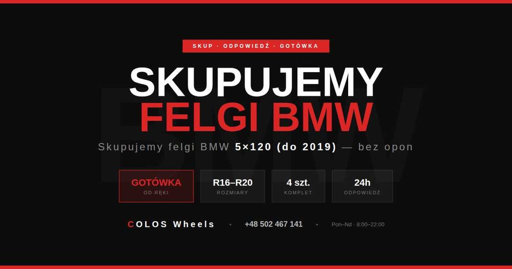 Skup felg aluminiowych 5x120 BMW gotówka od ręki | COLOS